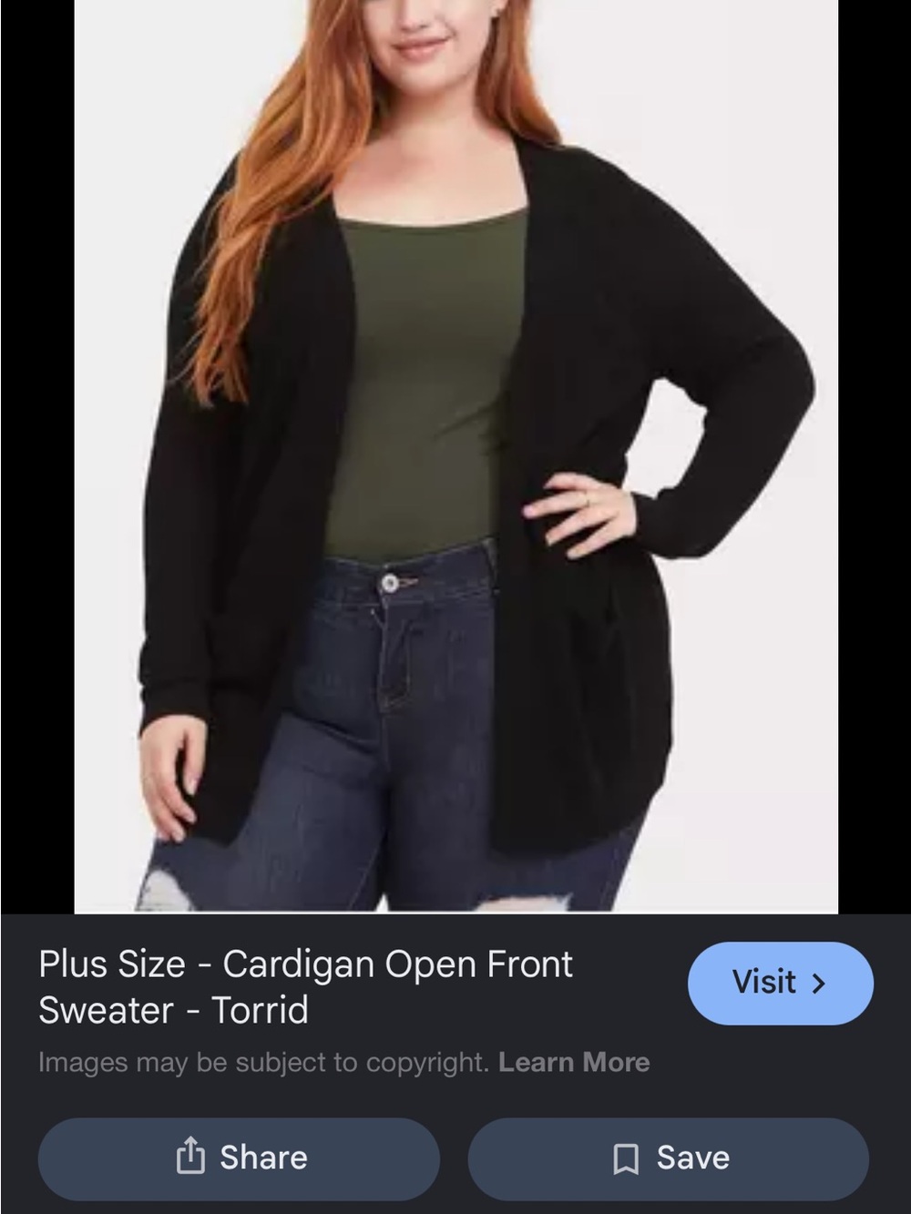 torrid Black Open-Front Plus Cardigan